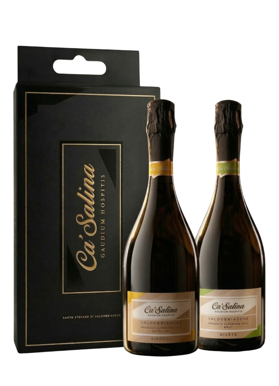 Ca Salina Rivéte Prosecco Valdobbiadene DOCG Superiore / Ca Salina Sirócol Prosecco Valdobbiadene DOCG Superiore Díszdobozban